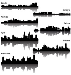 Silhouette of australian cities vector image