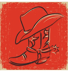Cowboy boot and western hat Sketch foe design vector image