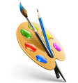 Art palette with paint brush vector image