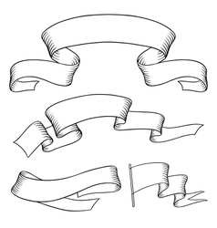 Set old banners hand drawn style vector image