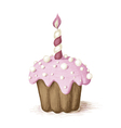 Hand drawn pink celebration muffin Hand drawn pink celebration muffin vector image