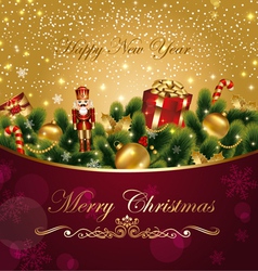 Christmas card with fir and gifts vector image