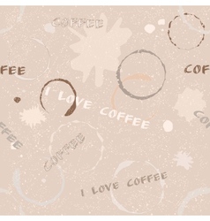 Grunge coffee seamless pattern with text vector image