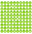 100 communication icons set green vector image