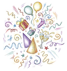 Hand drawn of celebration elements vector image