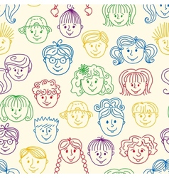 Seamles children faces pattern vector image
