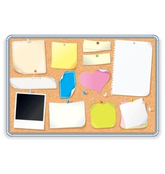 Cork Notice Board with Blank Notes Image vector image