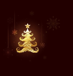 Christmas tree of gold foil vector image