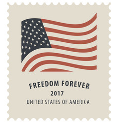 Postage stamp with the image of the american flag vector image