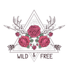 Hand drawn boho style design with rose flower vector image