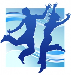 Dancing people in blue vector image