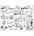 Tablet-drawn doodles business and finace theme vector image