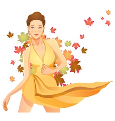 Pretty autumn girl vector image