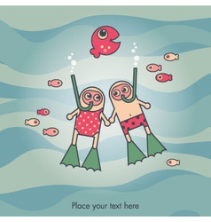 Marine card vector image