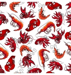 Lobsters and shrimps seamless pattern vector image