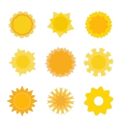 Yellow sun icon set image Royalty Free Vector Image