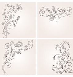 Set of floral illustration vector image