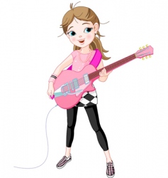 Rock star girl playing guitar vector image