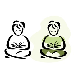 Kid silhouette with the book vector image