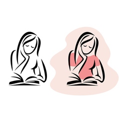 Girl reading the book vector image