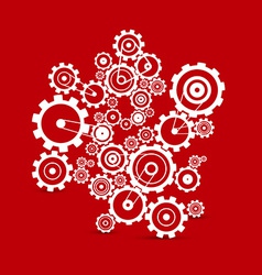 Abstract white cogs - gears on red background Abstract white cogs - gears on red background vector image