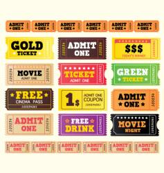 Vintage cinema tickets vector image