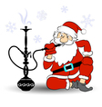 Santa smokes a hookah vector image