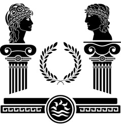 Greek columns and human heads vector image
