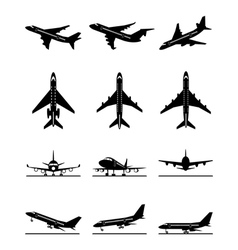 Different passenger aircrafts in flight vector image