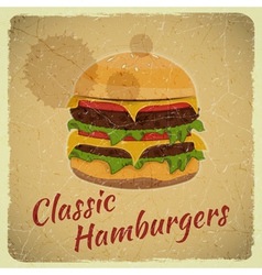 Grunge Cover for Hamburgers Menu vector image