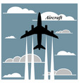 Airplane is flying between the clouds vector image