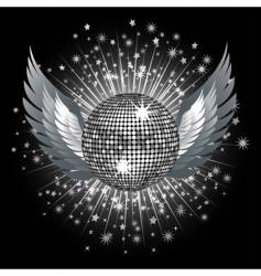 Silver disco ball and stars vector image