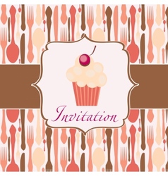 Cupcake invitation background vector image