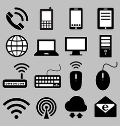 Icon set of mobile devices computer and network vector image