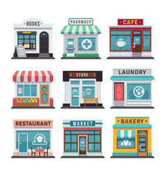 Modern fast food restaurant and shop buildings vector image