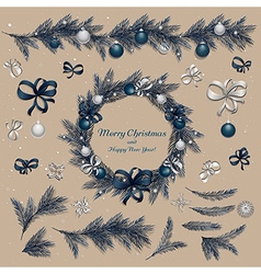 Set of christmas decorations vector image