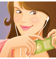 Cute girl listening music vector image