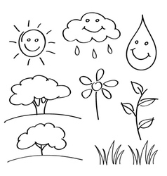 Summer hand drawn sketches vector image