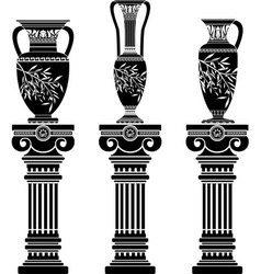 Hellenic jugs with ionic columns vector image