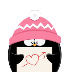Penguin With Heart Paper vector image