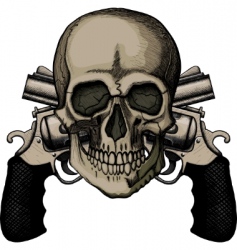Skull and two crossed revolvers vector image