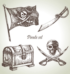 Pirates set hand drawn vector image