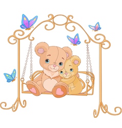 Pair of bears on a swing vector image
