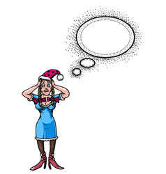 Stressed woman wearing santa hat-100 Stressed woman wearing santa hat-100 vector image