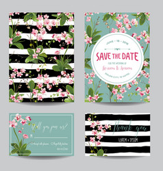 Tropical orchid flowers and leaves wedding vector image