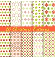 Christmas different seamless patterns tiling vector image