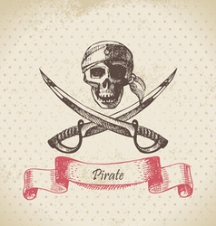 Pirate skull hand drawn vector image