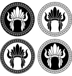Native American Indian headdress stencils vector image