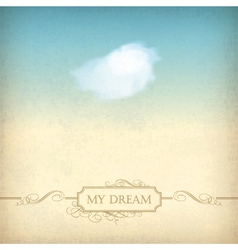 Vintage sky old paper background with cloud frame vector image