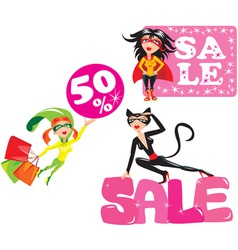 Set of funny Super hero Girls vector image